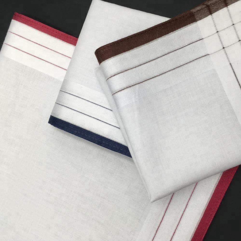 Fty direct supply Mens high quality 100% soft cotton woven colored pocket handkerchief