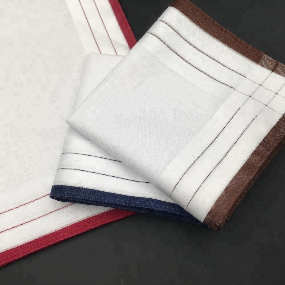 Fty direct supply Mens high quality 100% soft cotton woven colored pocket handkerchief