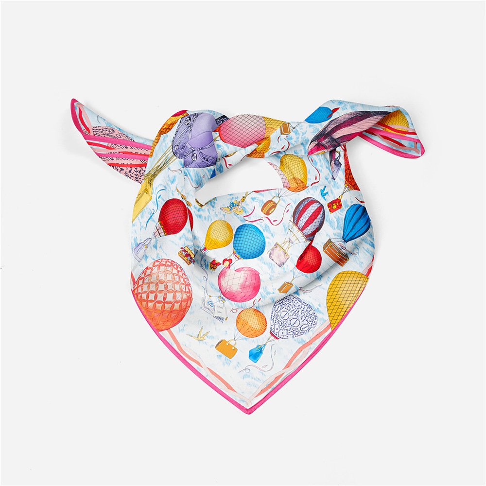 Luxury Brand Twill Silk Scarf Women Bandanna Scarves Neck Handkerchief Soft Female Foulard hot air balloon Printed Scarves
