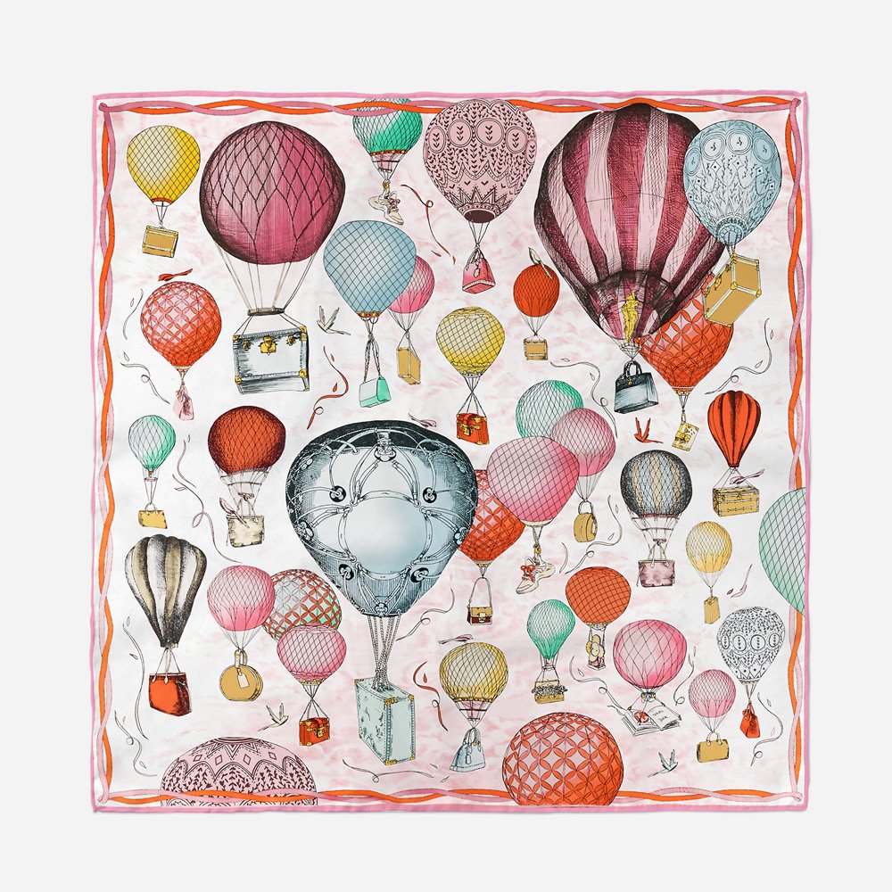 Luxury Brand Twill Silk Scarf Women Bandanna Scarves Neck Handkerchief Soft Female Foulard hot air balloon Printed Scarves