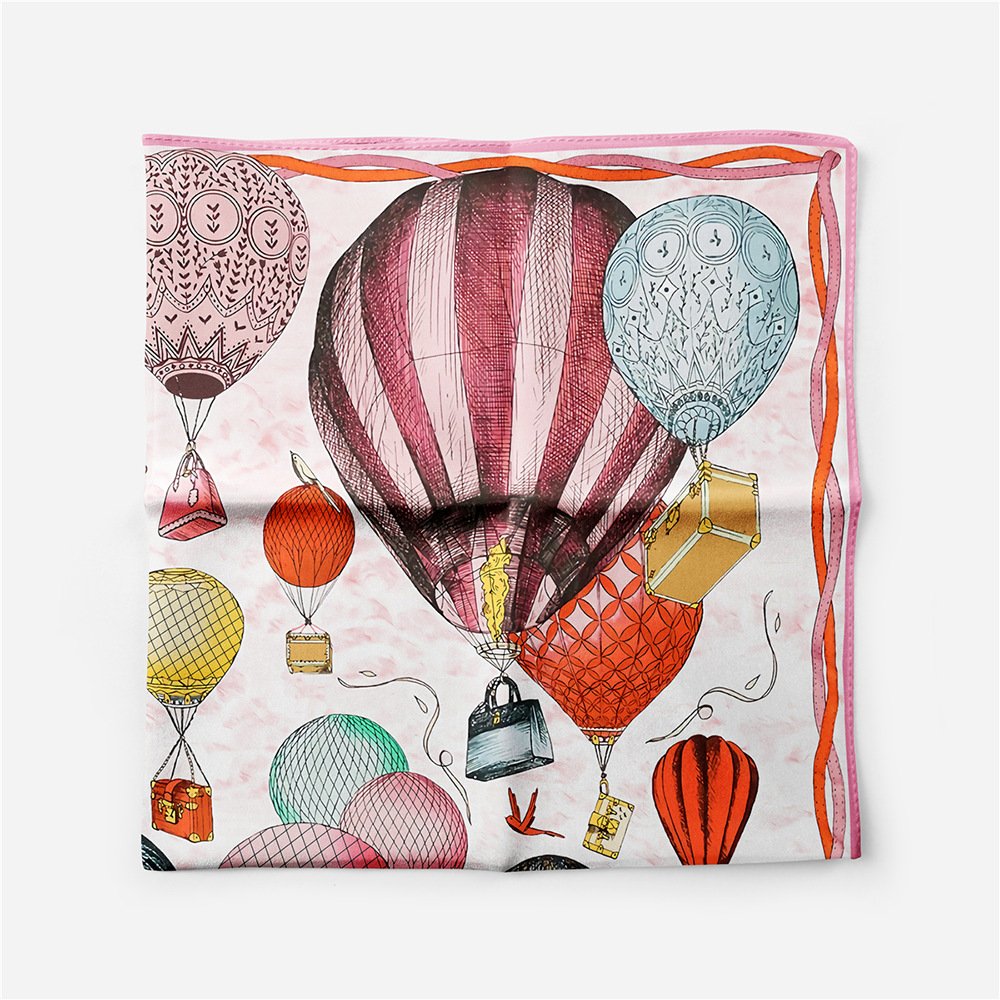 Luxury Brand Twill Silk Scarf Women Bandanna Scarves Neck Handkerchief Soft Female Foulard hot air balloon Printed Scarves