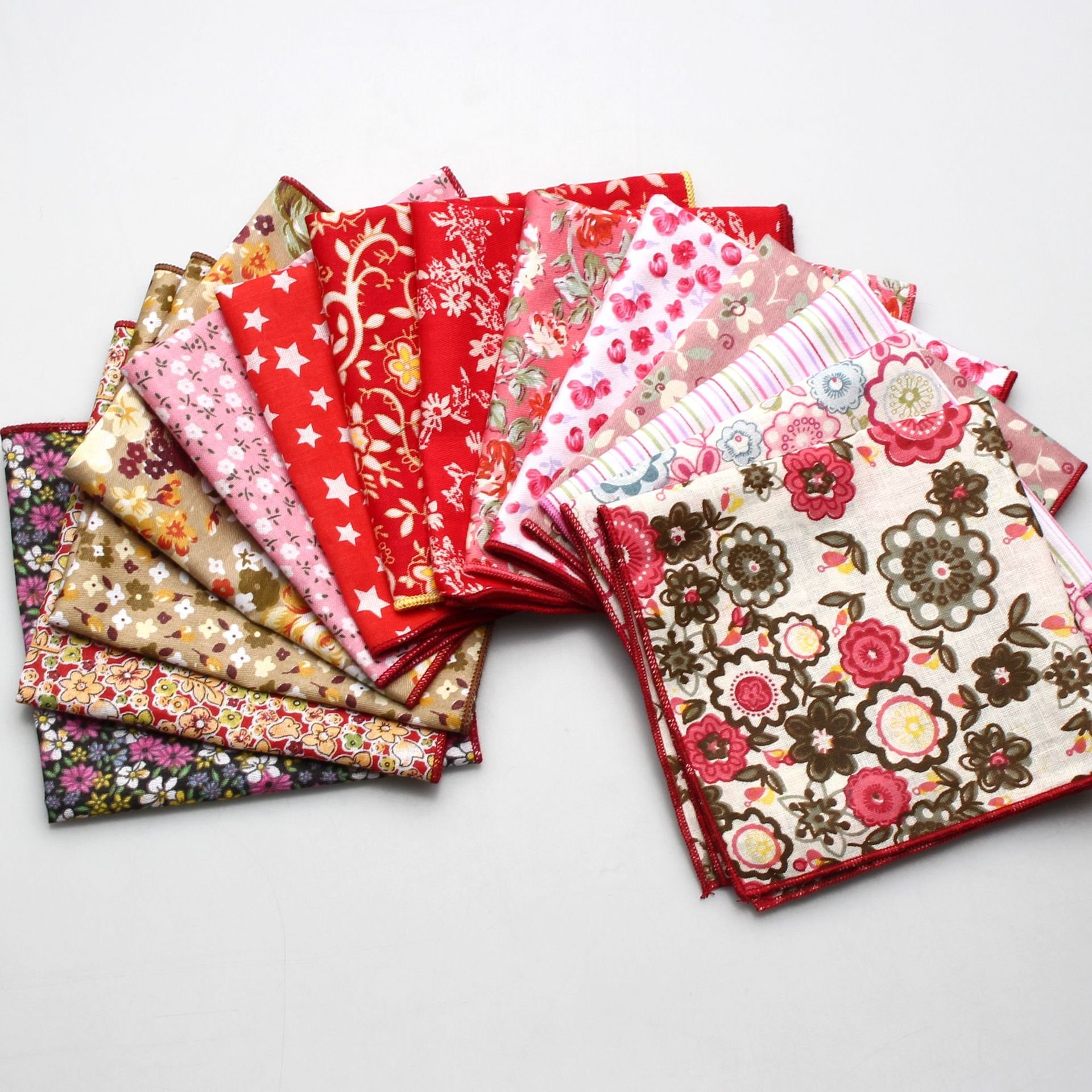 Custom Paisley Mens Pocket Square Cotton Linen Small Square Handkerchief Big Flower Floral Pattern Pocket Square for Men