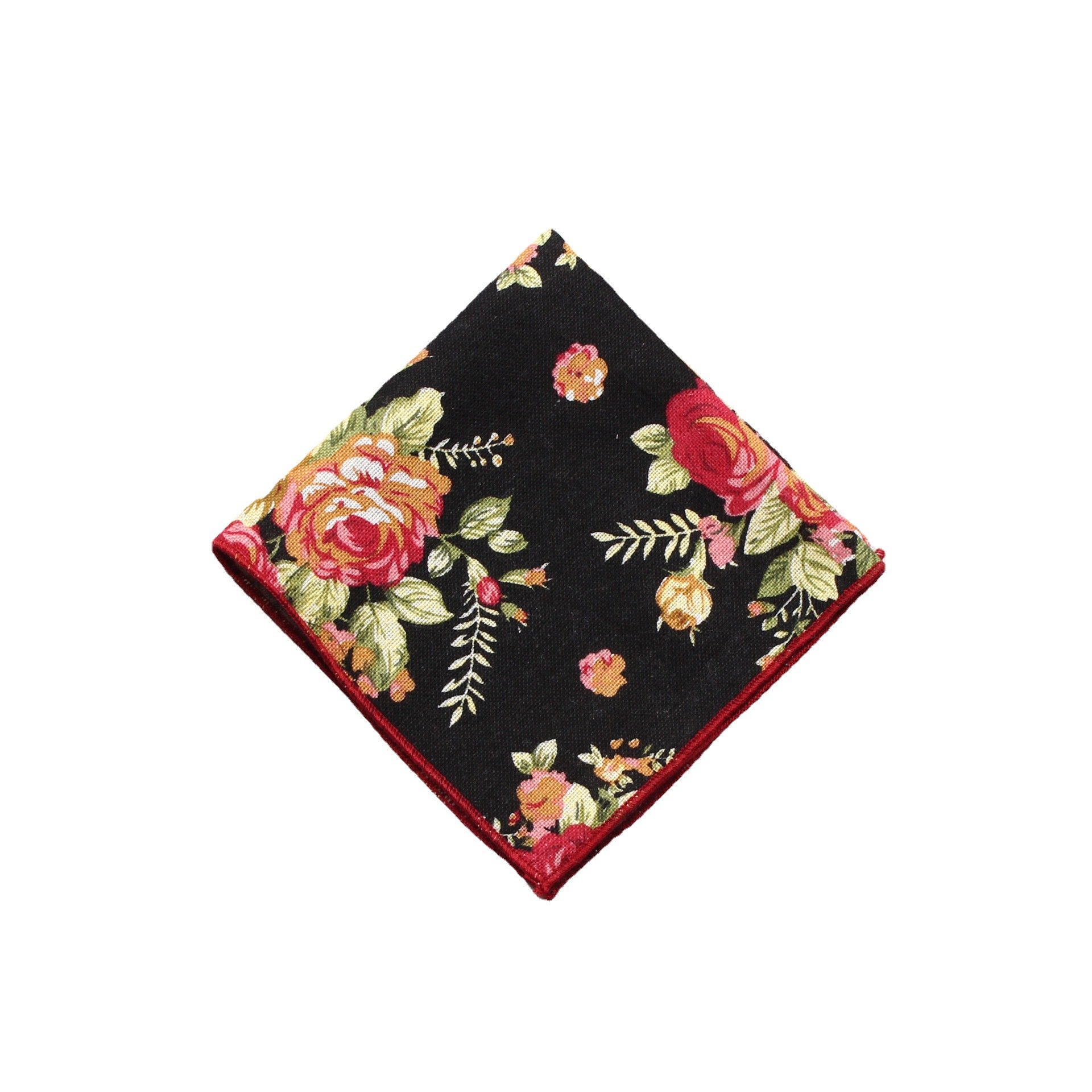 Custom Paisley Mens Pocket Square Cotton Linen Small Square Handkerchief Big Flower Floral Pattern Pocket Square for Men