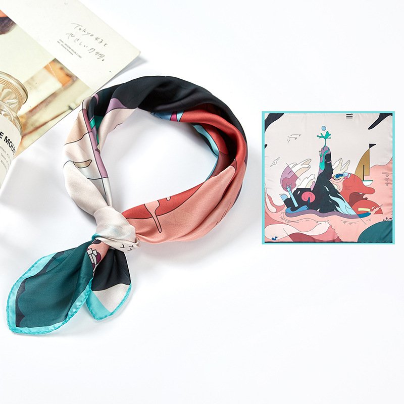 53*53cm Silk scarf custom printing fashion accessories neck square scarf handkerchiefs silk scarves for women