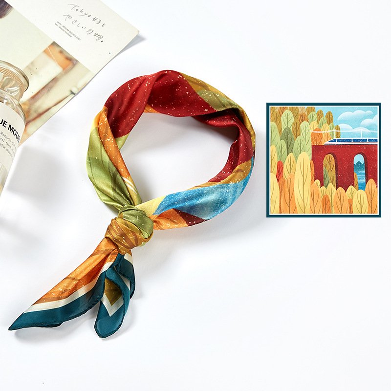 53*53cm Silk scarf custom printing fashion accessories neck square scarf handkerchiefs silk scarves for women