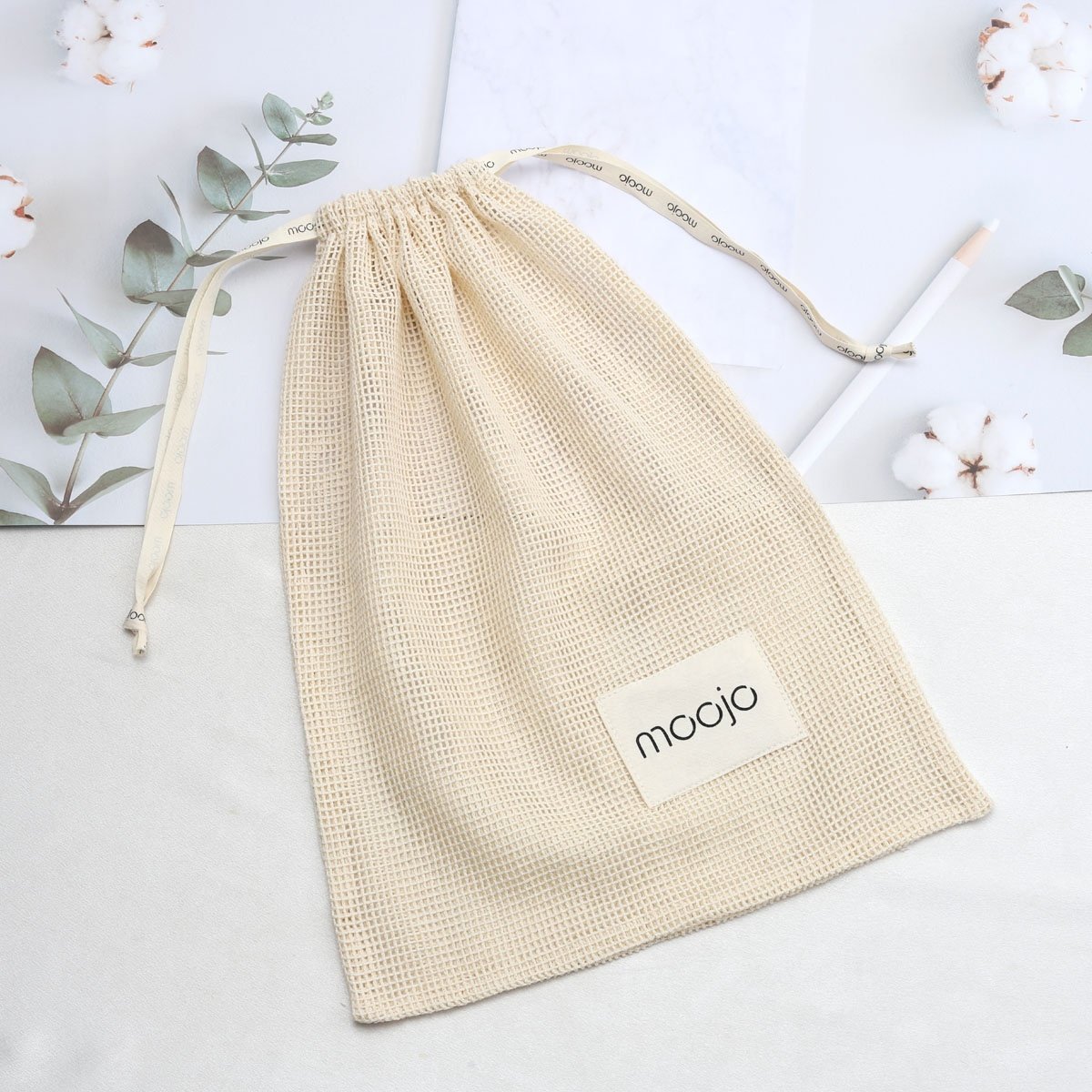 OEM Eco-Friendly Cotton Product Bag Drawstring Fruit Vegetable Packaging Custom Logo Printed Cotton Mesh Bag