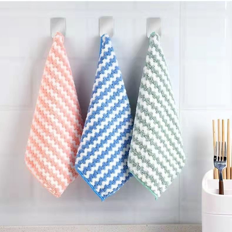 Dish Towel Luxury Microfiber Wholesale Microfiber Coral Fleece Hand Towel Various Colors Handkerchief Washcloth Cleaning Cloth