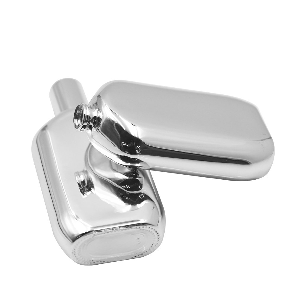 Factory direct wholesale High quality 50ml New Design Silver Electroplated Perfume Bottle with Shiny Aluminium Cap