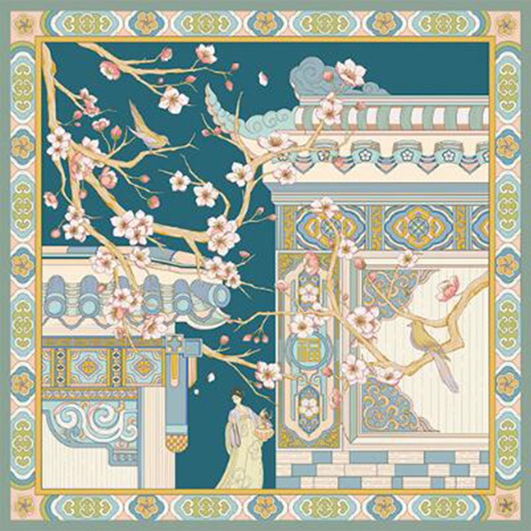 Custom 100% Silk Multifunctional Double-Sided Printing Square Design Scarf Lady Women Neck Handkerchief Printing