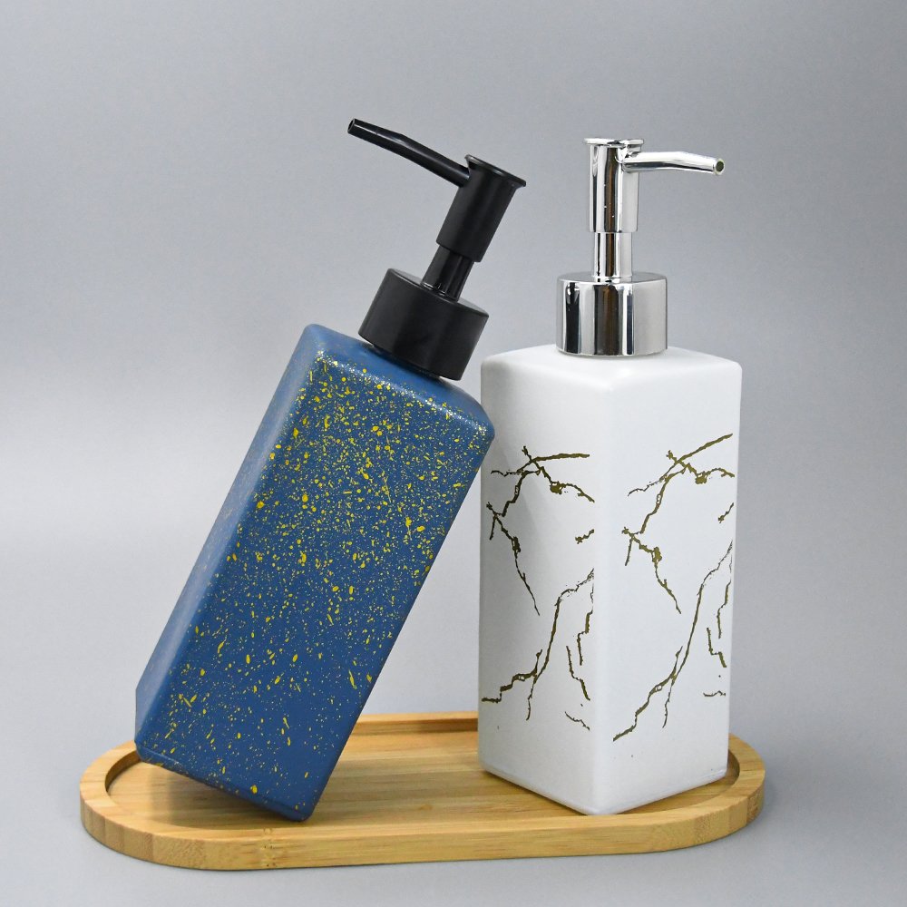 Custom Printing 300ml Matte Black White round square Empty Cosmetic Glass Shampoo Pump Lotion Bottle