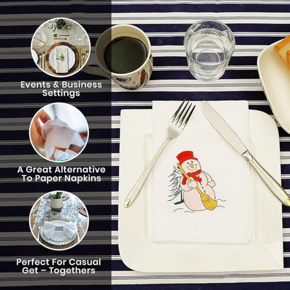Embroidered Kitchen Napkins Plain White Customized Logo Dishcloth Restaurant Bar Napkin Kitchen Towels