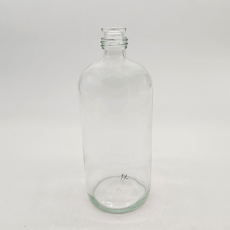 Serum 1000ml Clear Amber Round Attar Glass Bottles with Bell Mouth Essential Oil Glass Amber Bottle 1 Litre New Design Boston Bottles
