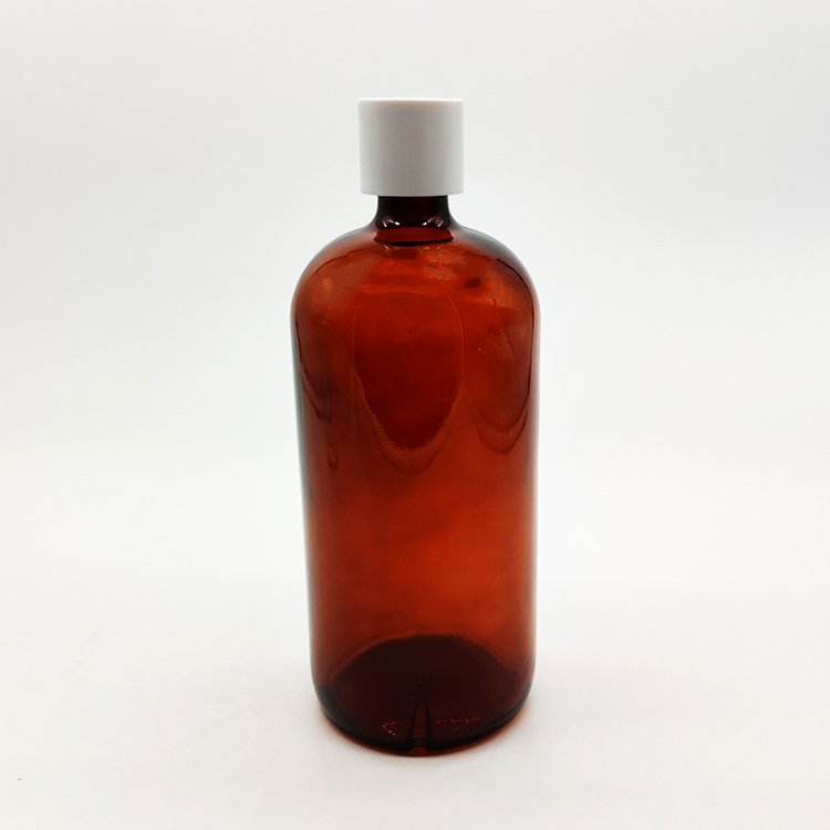 Serum 1000ml Clear Amber Round Attar Glass Bottles with Bell Mouth Essential Oil Glass Amber Bottle 1 Litre New Design Boston Bottles