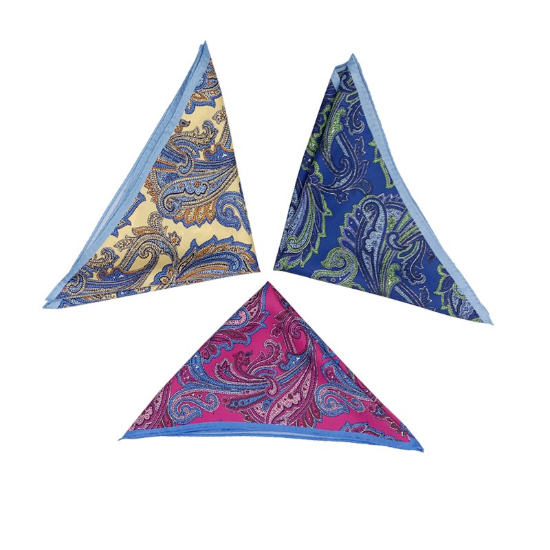 Customized Silk Cotton Printed Mens Pocket Square Handkerchief For Men