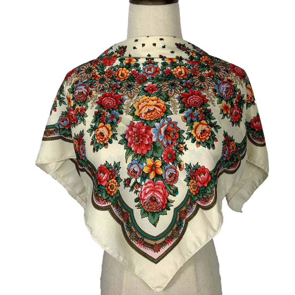 70*70cm Russian Floral Print Scarf Women Square Bandana Headband Scarves Ethnic Shawl Babushka Handkerchief Head Wraps
