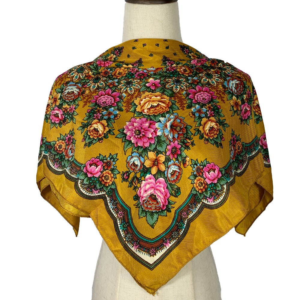 70*70cm Russian Floral Print Scarf Women Square Bandana Headband Scarves Ethnic Shawl Babushka Handkerchief Head Wraps