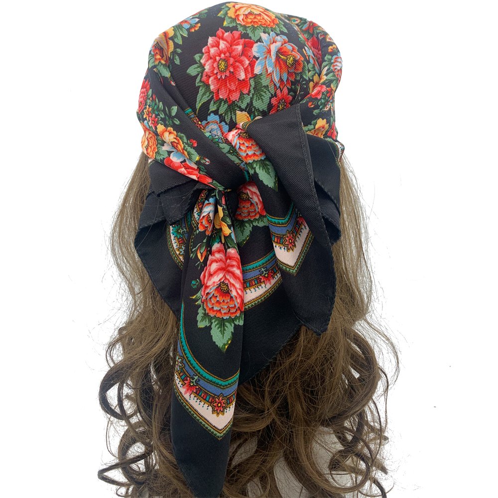 70*70cm Russian Floral Print Scarf Women Square Bandana Headband Scarves Ethnic Shawl Babushka Handkerchief Head Wraps