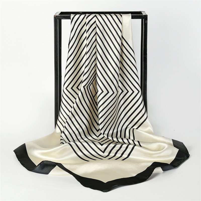 custom label logo 90 cm fashion business style print square satin silk scarf high quality Hangzhou silk Designer scarf