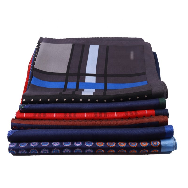 Latest Design Men's Dot Check Floral Print Multi-Color 100% Silk Pocket Square Handkerchief