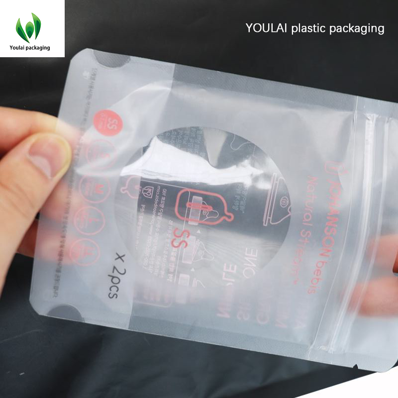 Customized eco friendly small transparent doypack clear window stand up pouch zip lock bags with euro hole Plastic packaging