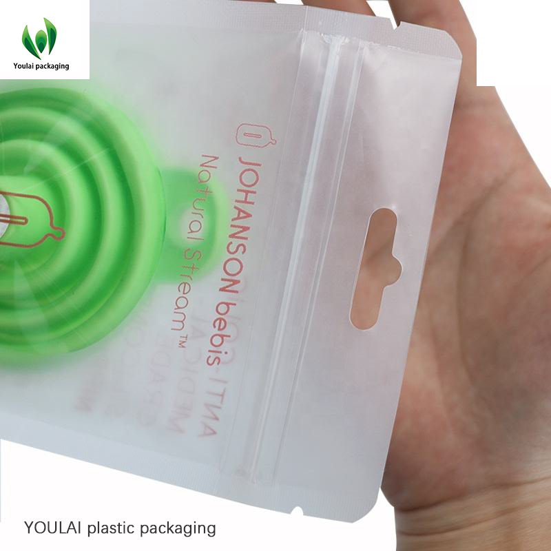 Customized eco friendly small transparent doypack clear window stand up pouch zip lock bags with euro hole Plastic packaging