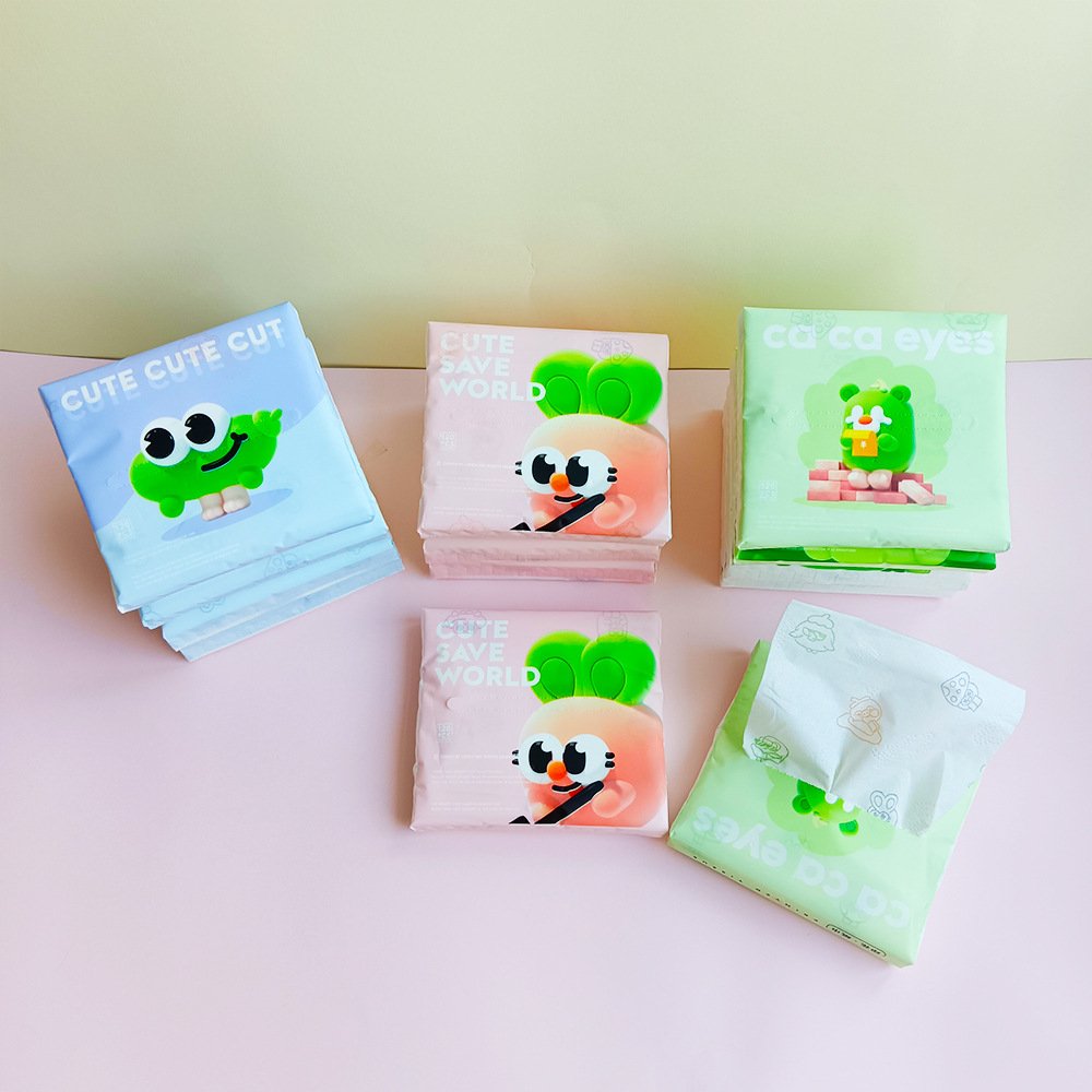 FSC Portable Facial Tissues Wood Pulp Cartoon Vegetable Series Printed Soft 40 Pull Cute Cartoon Handkerchief Pocket Tissue