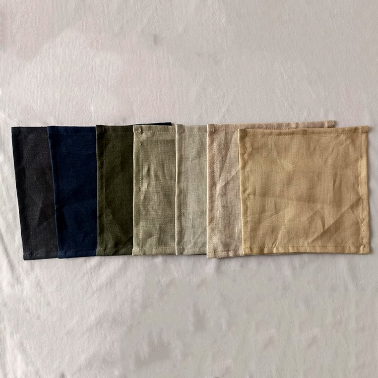 Wholesale hemstitch linen napkins dinner table party napkin linen natural Punched napkin