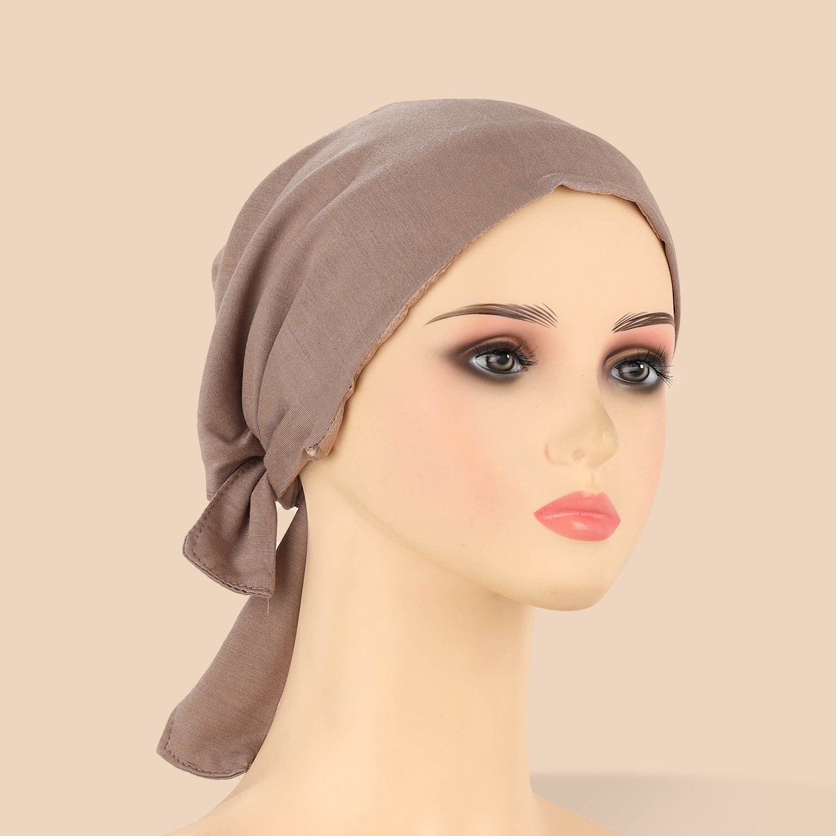 Modal Satin Hijab Cap Islam Undercap With Tie Bonnet Instant Hijabs For Women Plain Muslim Turban Bandana Handkerchief