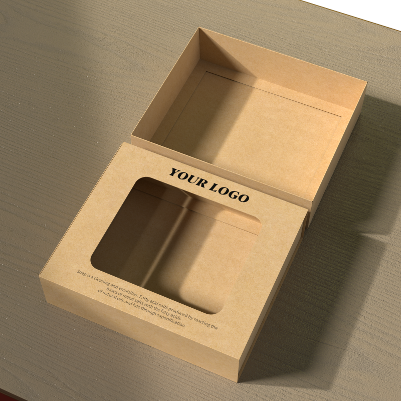 Wholesale Digital Printing Eco-friendly Kraft Package Paper Box Soap Box with Window