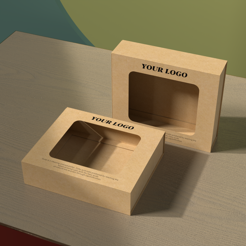 Wholesale Digital Printing Eco-friendly Kraft Package Paper Box Soap Box with Window