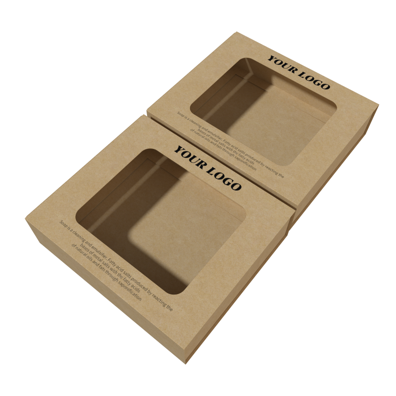 Wholesale Digital Printing Eco-friendly Kraft Package Paper Box Soap Box with Window