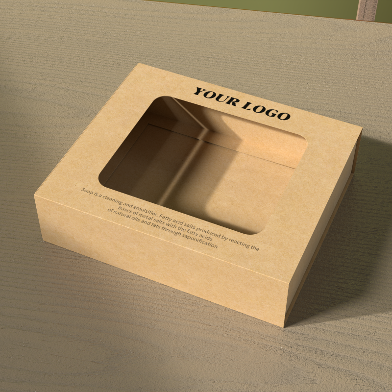 Wholesale Digital Printing Eco-friendly Kraft Package Paper Box Soap Box with Window