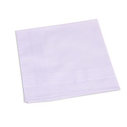 Bulk Wholesale 11" Men's Handkerchiefs Solid White With Stripe Plain White Soft Cotton Handkerchief
