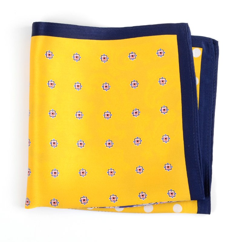 Hamocigia 100% Silk Printed Pola Handkerchief Flower Pocket Square