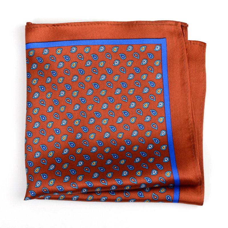Hamocigia 100% Silk Printed Pola Handkerchief Flower Pocket Square