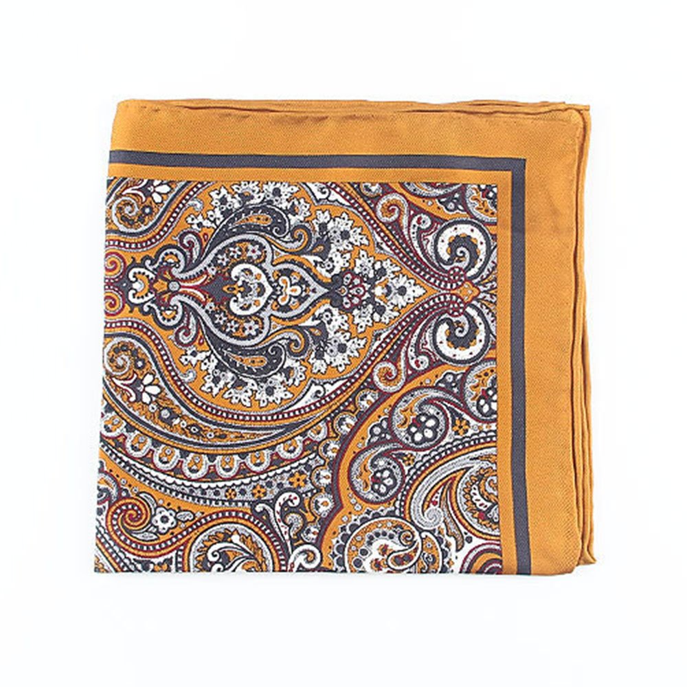 Custom Screen Printing Paisley Polka Dot Floral 100% Silk Twill Hand Rolled hemming Pocket Square Handkerchief