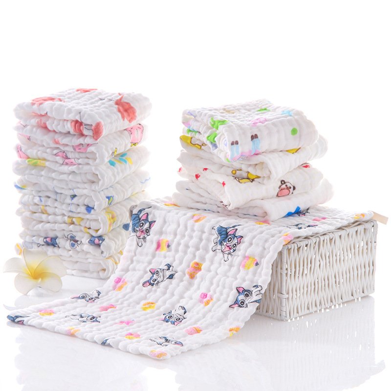 Cotton Gauze Square Towel Gauze Baby Drool Towel 6 layers washed cotton baby washcloth