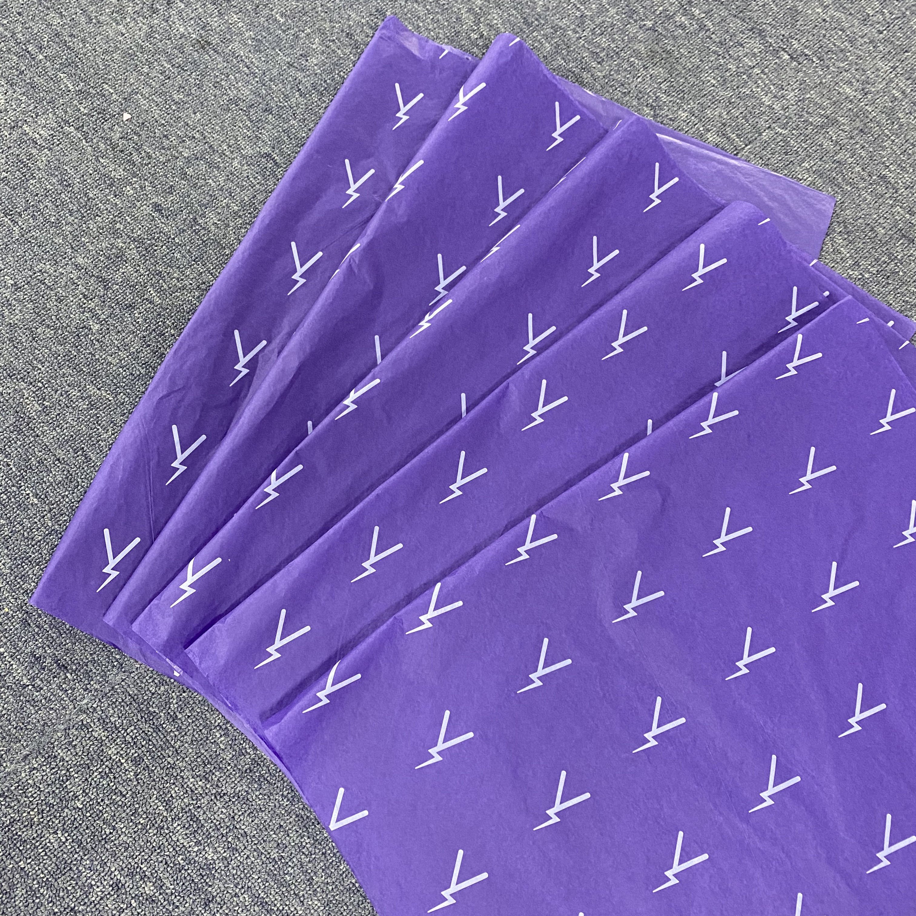 High Quality Wholesale Custom Personalized Tissue Paper Gift Packing Printed Logo purple Wrapping Tissue Paper