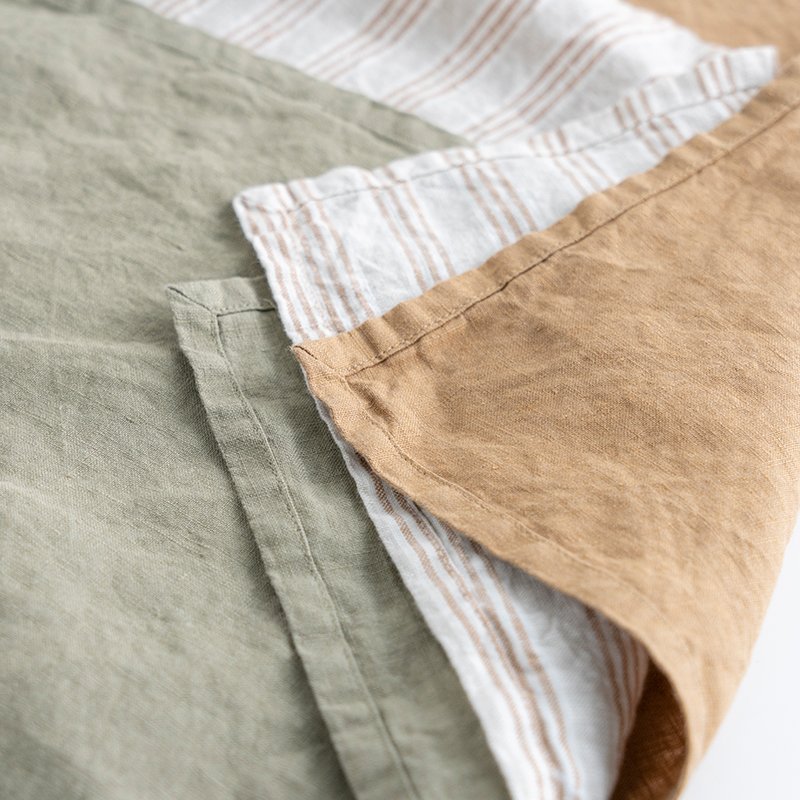 New Arrival wholesale minimalist linen wedding event 20" stone wash orange and white Halzinut stripe linen table dinner napkins