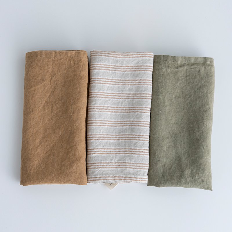 New Arrival wholesale minimalist linen wedding event 20" stone wash orange and white Halzinut stripe linen table dinner napkins