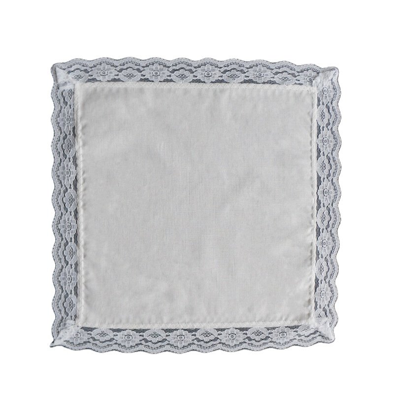 women's Wedding Bridal Shower Quinceanera Party Decoration White Cloth Napkin Beautiful Lace Trimmed Bridal Handkerchief