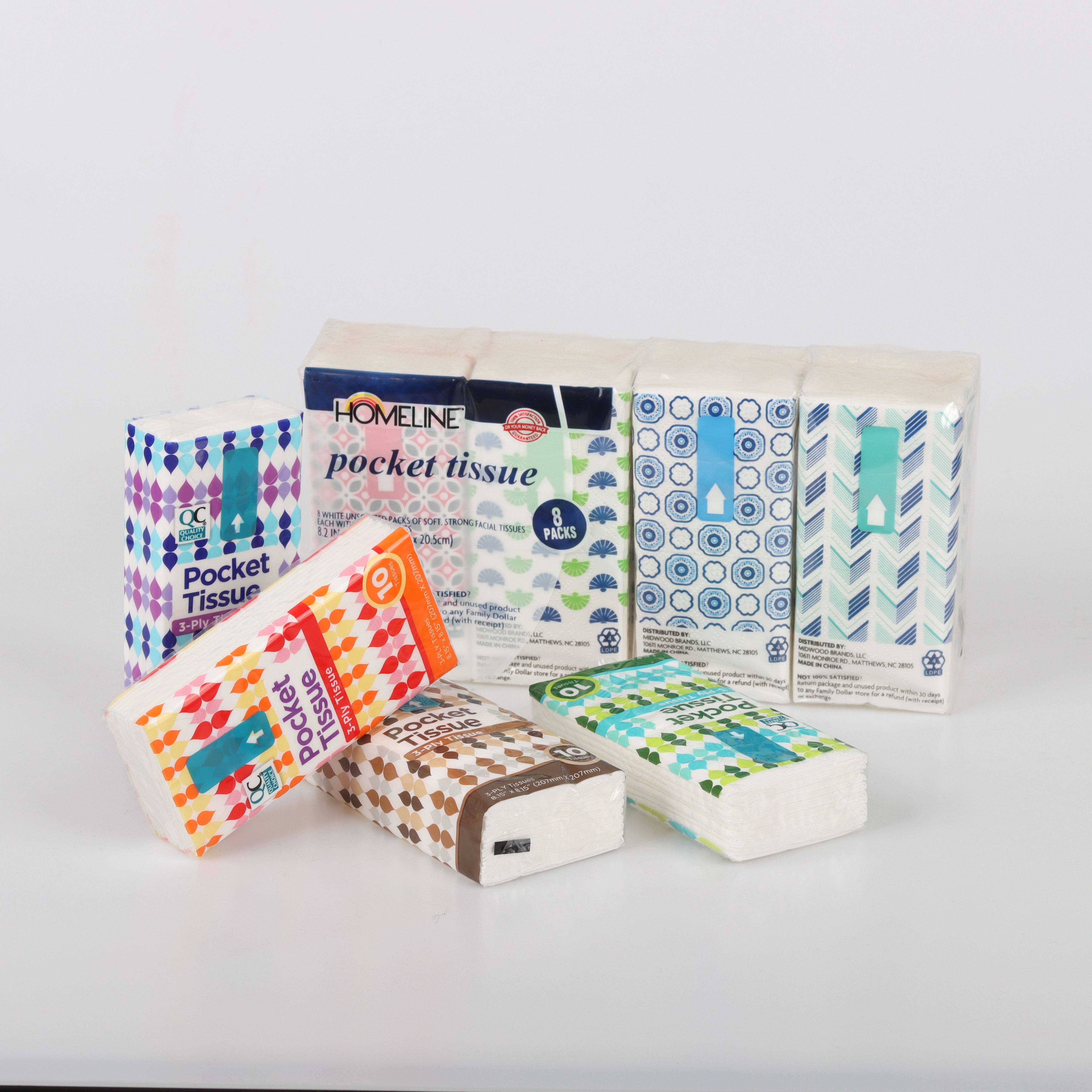 Factory Wholesale High Quality Customizable Pocket Paper 3/4 Ply Virgin Wood Pulp Handkerchiefs Facial Tissues