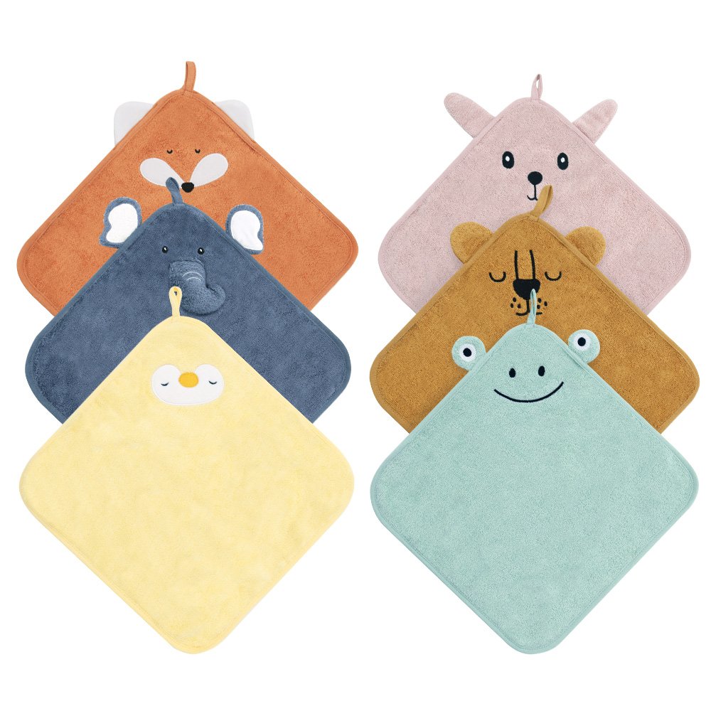 2024 New Small Animal Cartoon Handkerchief Small Square Towel Pure Cotton Kindergarten Handkerchief Children's Face Towel