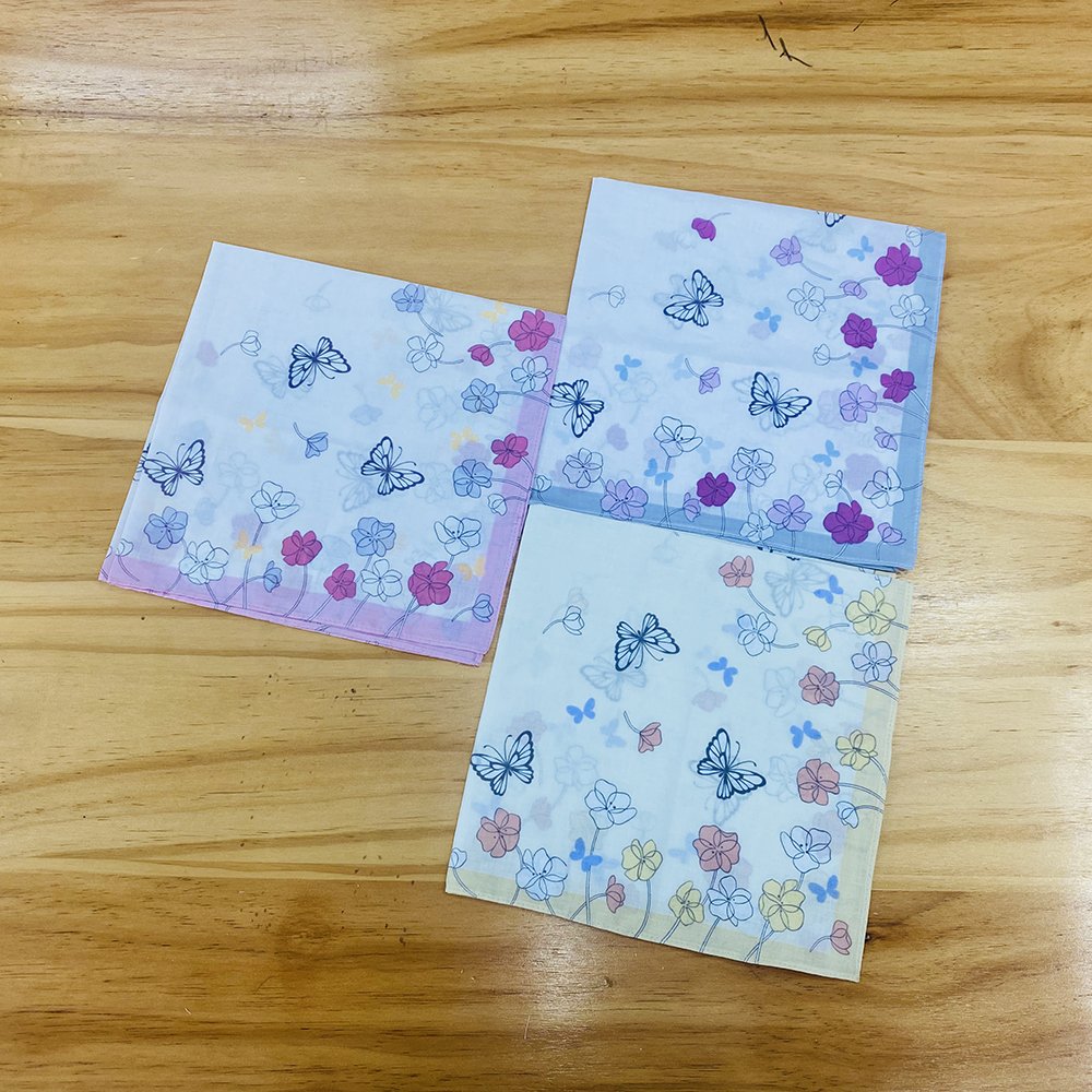 FUBU 2024 New Pattern Printed Lady's Handkerchief Soft and Smooth Feeling 100% Pure Cotton 60S Handkerchief