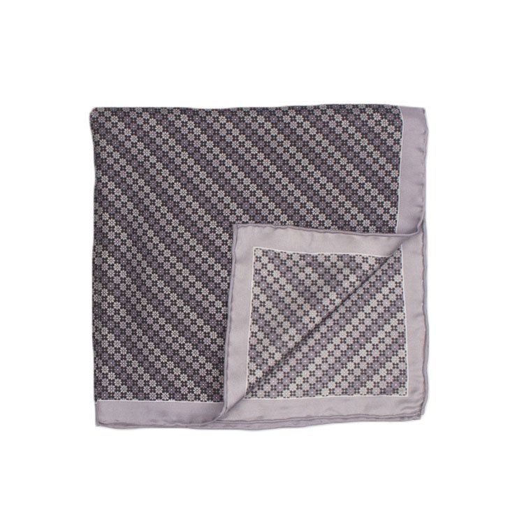 OEM ODM Hot Sale Pocket Square Black Flower Pattern Handkerchief Men's Printed 100% Silk Pocket Square
