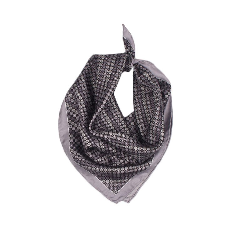 OEM ODM Hot Sale Pocket Square Black Flower Pattern Handkerchief Men's Printed 100% Silk Pocket Square