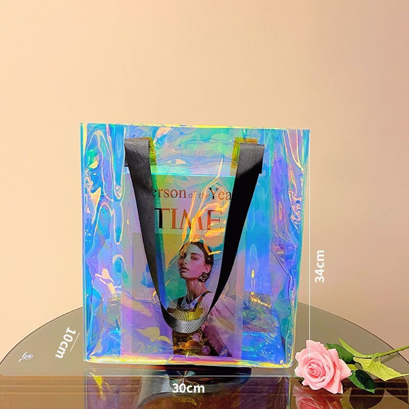 Custom Logo fashion Multiple sizes and colors tote bag clear transparent pvc bag women's beach tote bag PVC pouch