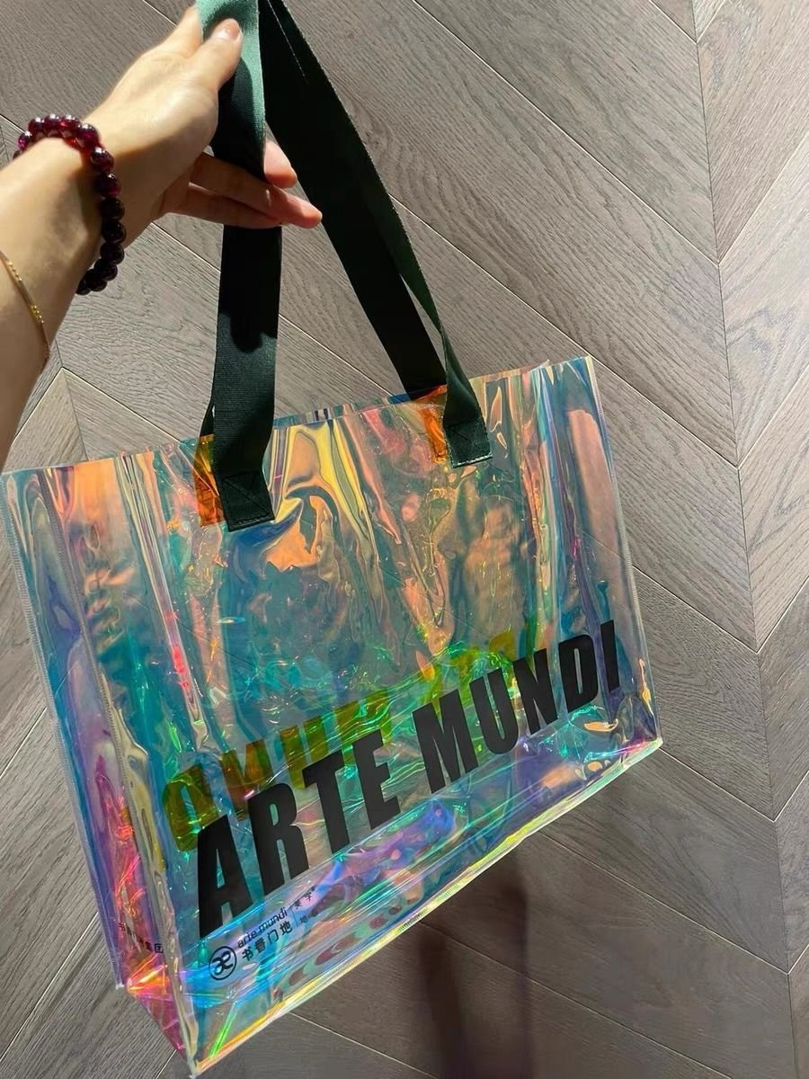 Custom Logo fashion Multiple sizes and colors tote bag clear transparent pvc bag women's beach tote bag PVC pouch