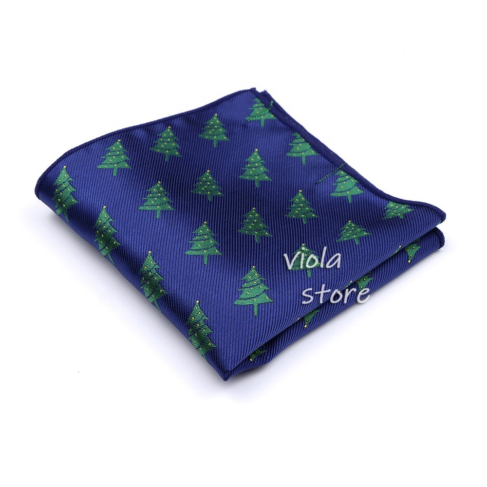 Fashion Hot Christmas Jacquard Handkerchief 22cm Tree Deer Polyester Men Pocket Square Tuxedo Suit Wedding Party Accessory Gift