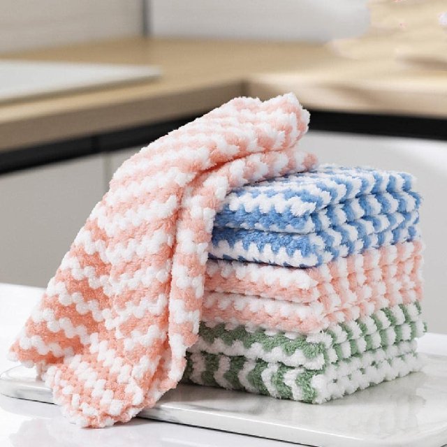 New Design Natural Kitchen 100% Organic Cotton Absorbs Water Handkerchiefs GOTS certificate Fast Drying Non-stick Dish Towel set